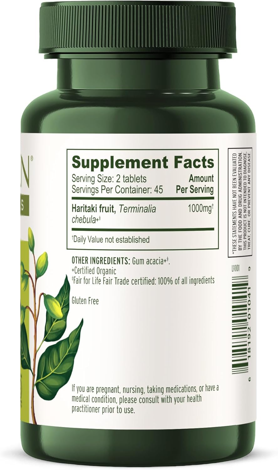 Certified Organic Haritaki Tablets for Detox & Rejuvenation - 90 Tablets - Non-GMO & Fair Trade