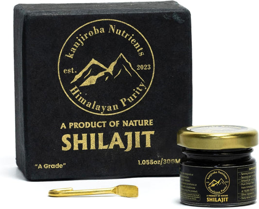 Certified Organic Kanjiroba Nutrients Himalayan Shilajit Resin - 85+ Minerals, 75%+ Fulvic Acid, 500mg - Grade A, Lab Tested Report - 30g Pack