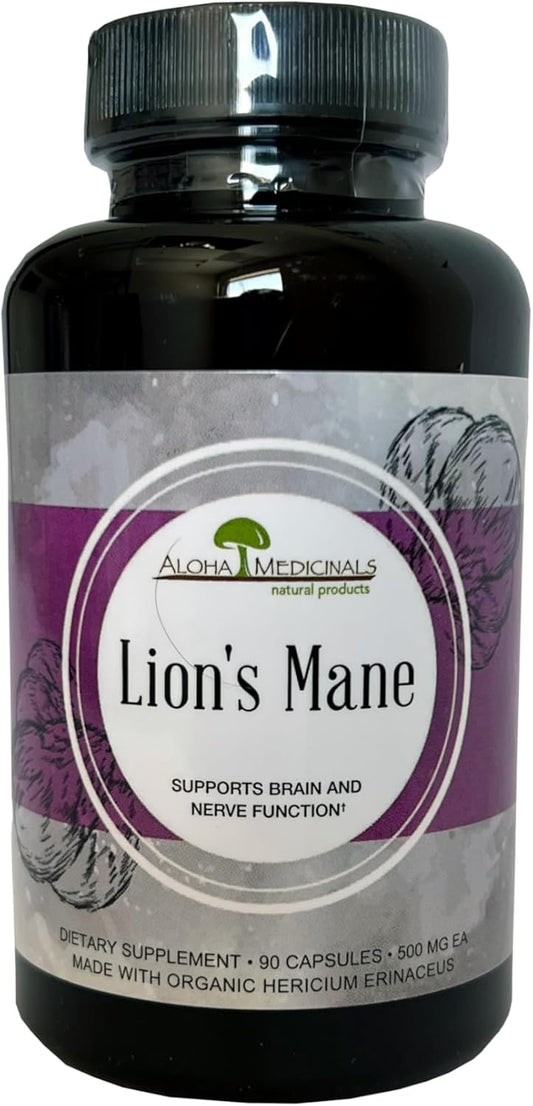 Certified Organic Lion's Mane Mushroom Supplement for Memory and Concentration - 90 Capsules