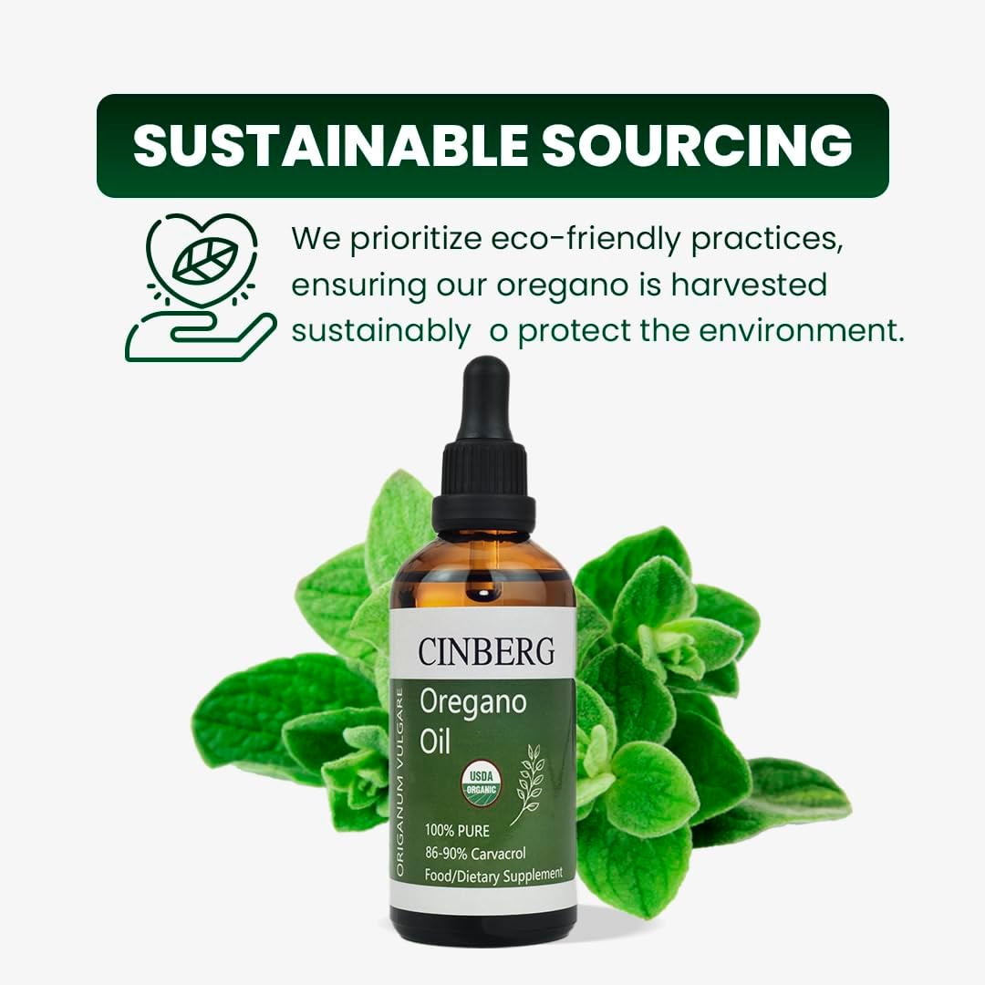 Certified Organic Oregano Oil for Immune Support - Antibacterial, Antifungal, Rich in Antioxidants - Premium Therapeutic Grade Oil from Wild Sources