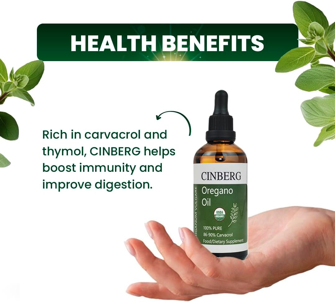 Certified Organic Oregano Oil for Immune Support - Antibacterial, Antifungal, Rich in Antioxidants - Premium Therapeutic Grade Oil from Wild Sources