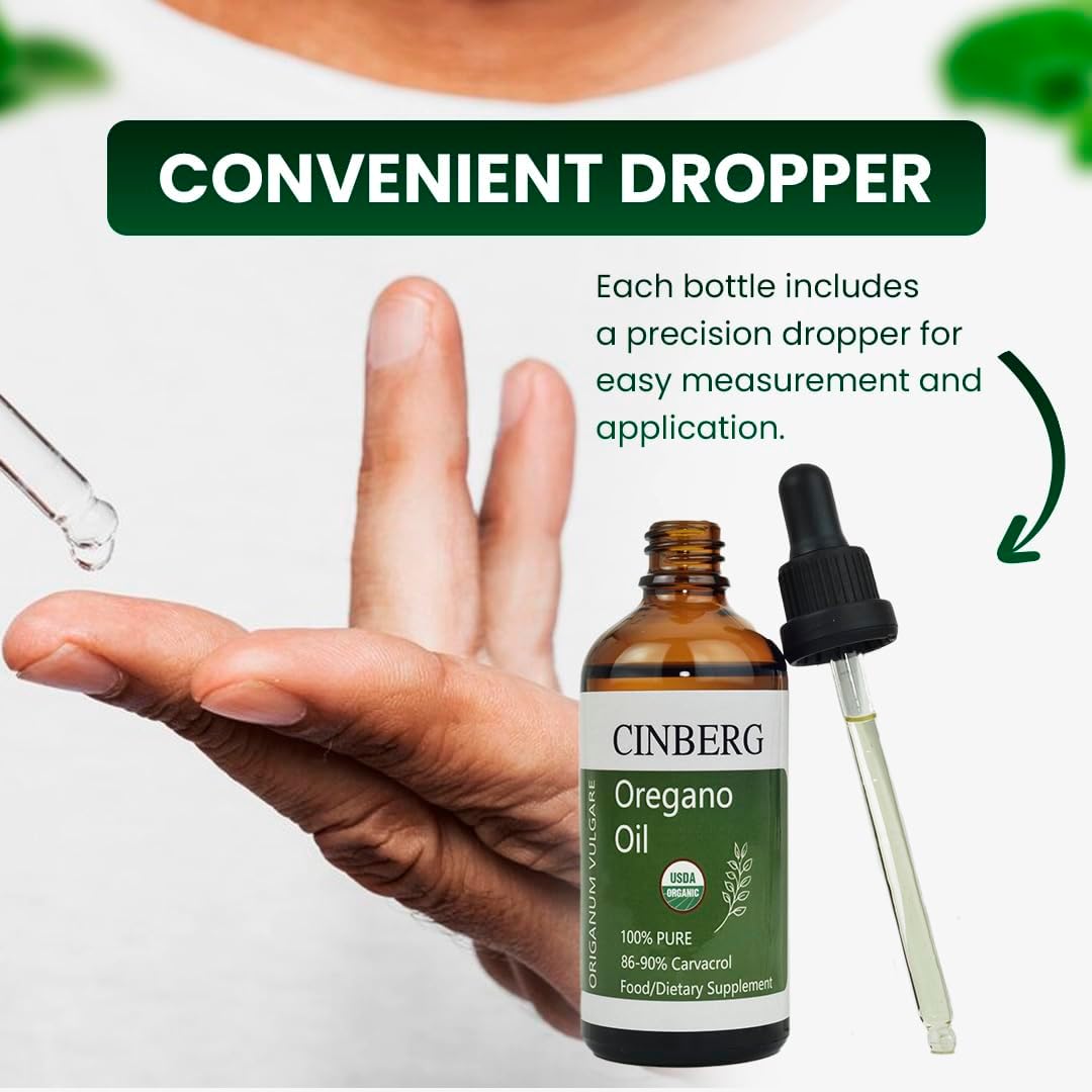 Certified Organic Oregano Oil for Immune Support - Antibacterial, Antifungal, Rich in Antioxidants - Premium Therapeutic Grade Oil from Wild Sources
