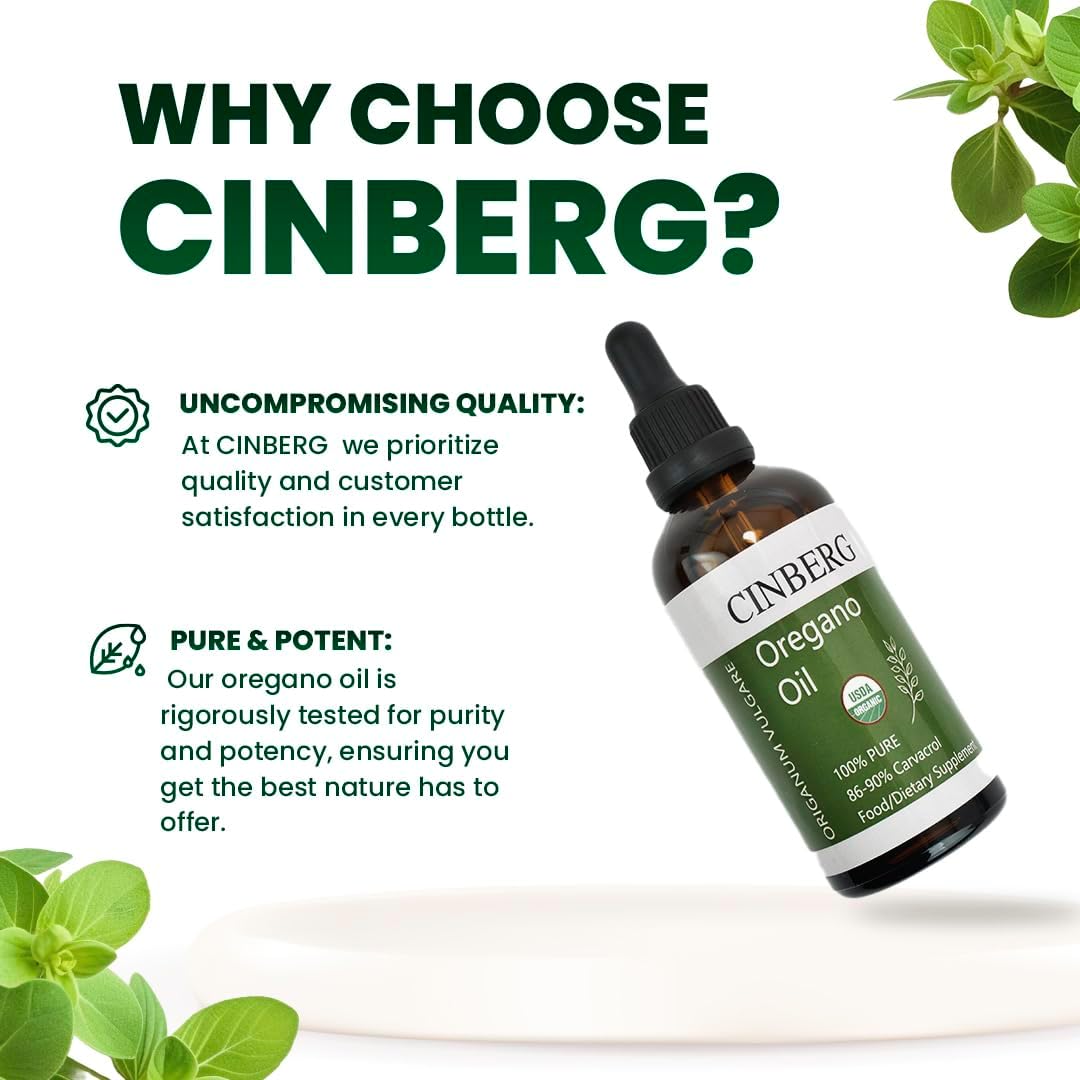 Certified Organic Oregano Oil for Immune Support - Antibacterial, Antifungal, Rich in Antioxidants - Premium Therapeutic Grade Oil from Wild Sources