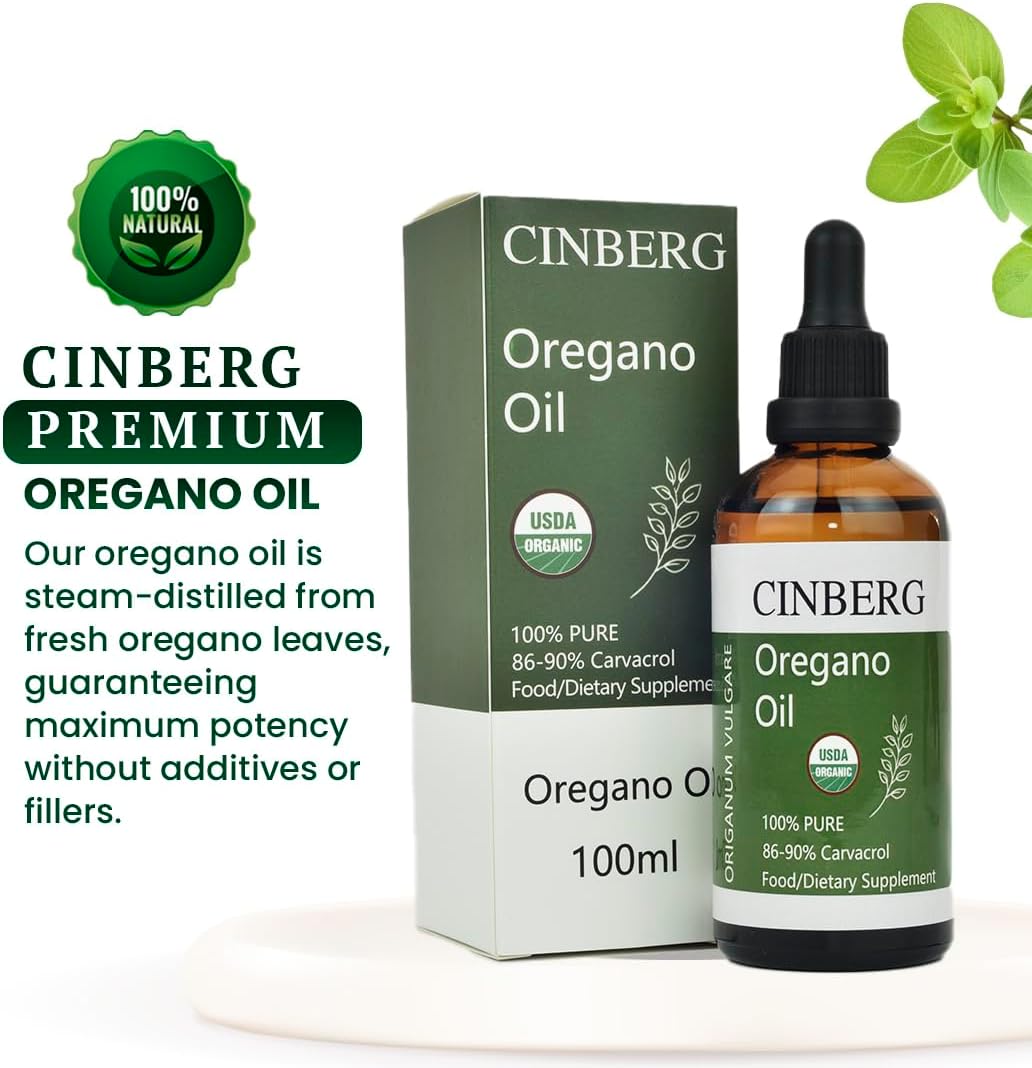 Certified Organic Oregano Oil for Immune Support - Antibacterial, Antifungal, Rich in Antioxidants - Premium Therapeutic Grade Oil from Wild Sources