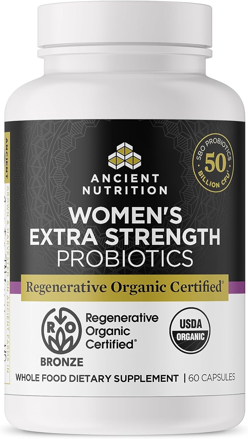 Certified Organic Probiotics for Women - Extra Strength, 25 Billion CFUs, 60 Count - Support Digestion and Immune System