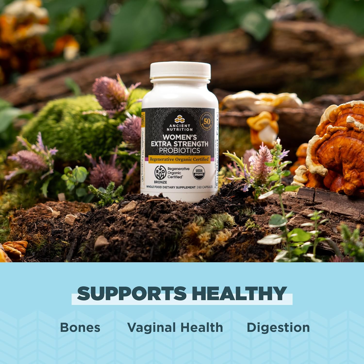 Certified Organic Probiotics for Women - Extra Strength, 25 Billion CFUs, 60 Count - Support Digestion and Immune System