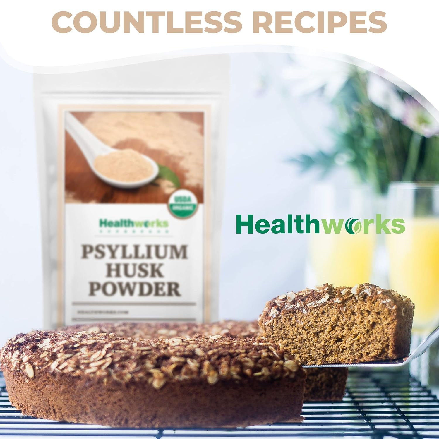 Certified Organic Psyllium Husk Powder - 32 oz (2 lbs) | Finely Ground from India | Keto, Vegan, Non-GMO | Fiber Support