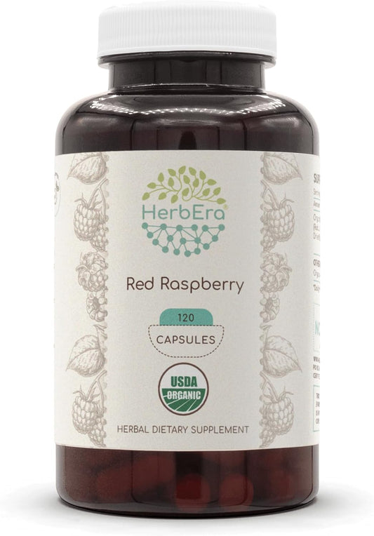 Certified Organic Red Raspberry Herbal Supplement in Vegetarian Capsules - 120 Count