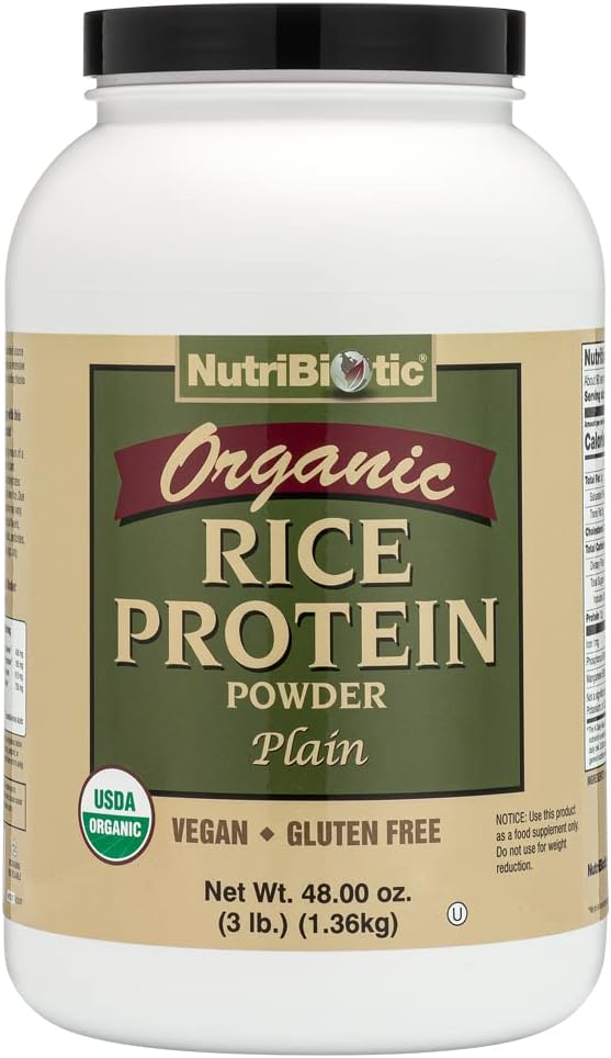 Certified Organic Rice Protein Powder - 3lb | Low Carb Vegan, Kosher, Keto | Chemical-Free & Gluten-Free | Easy Digestion
