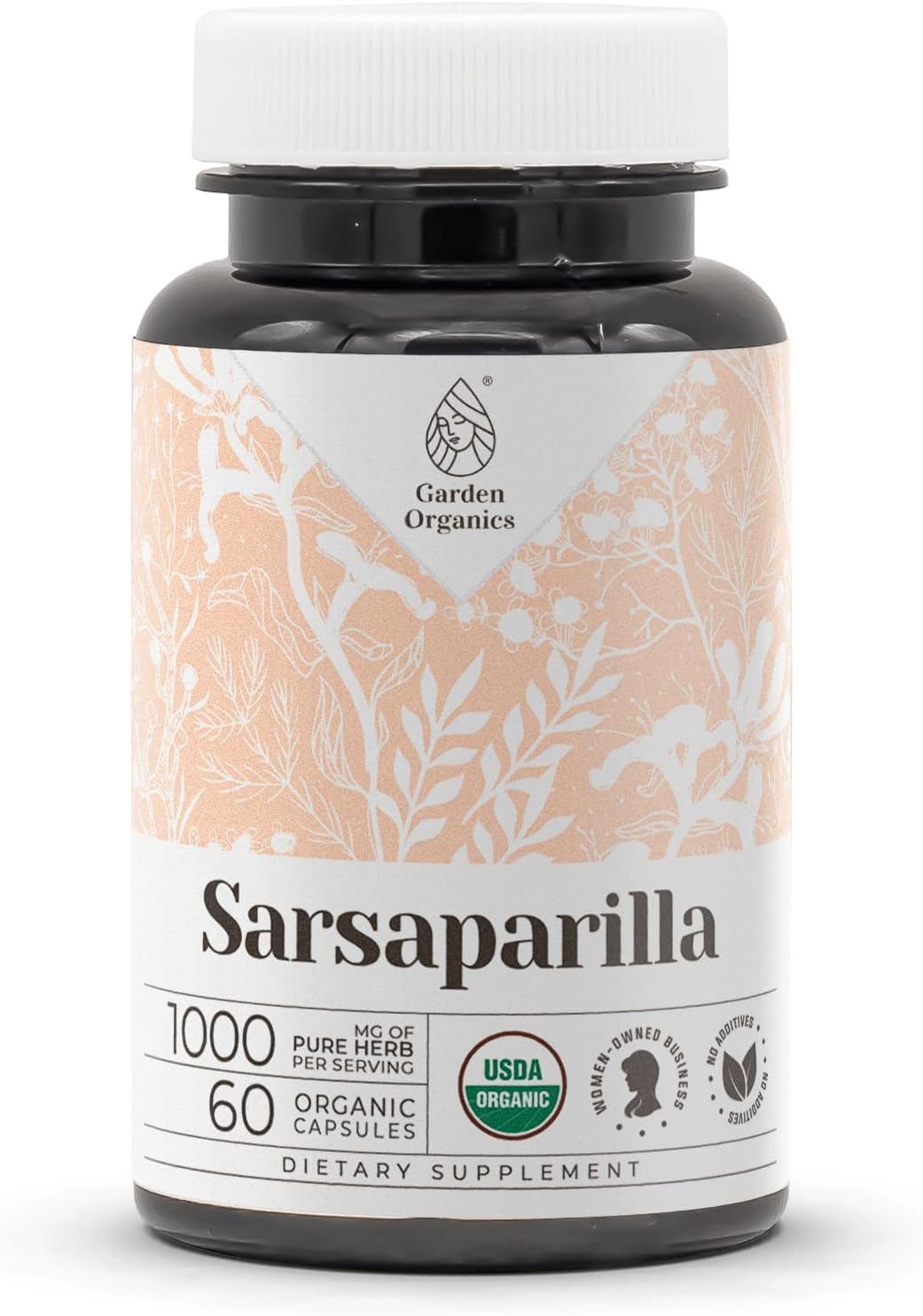Certified Organic Sarsaparilla Capsules - High-Potency Natural Supplement with USDA Organic Sarsparilla Root - 60 Vegetarian Capsules