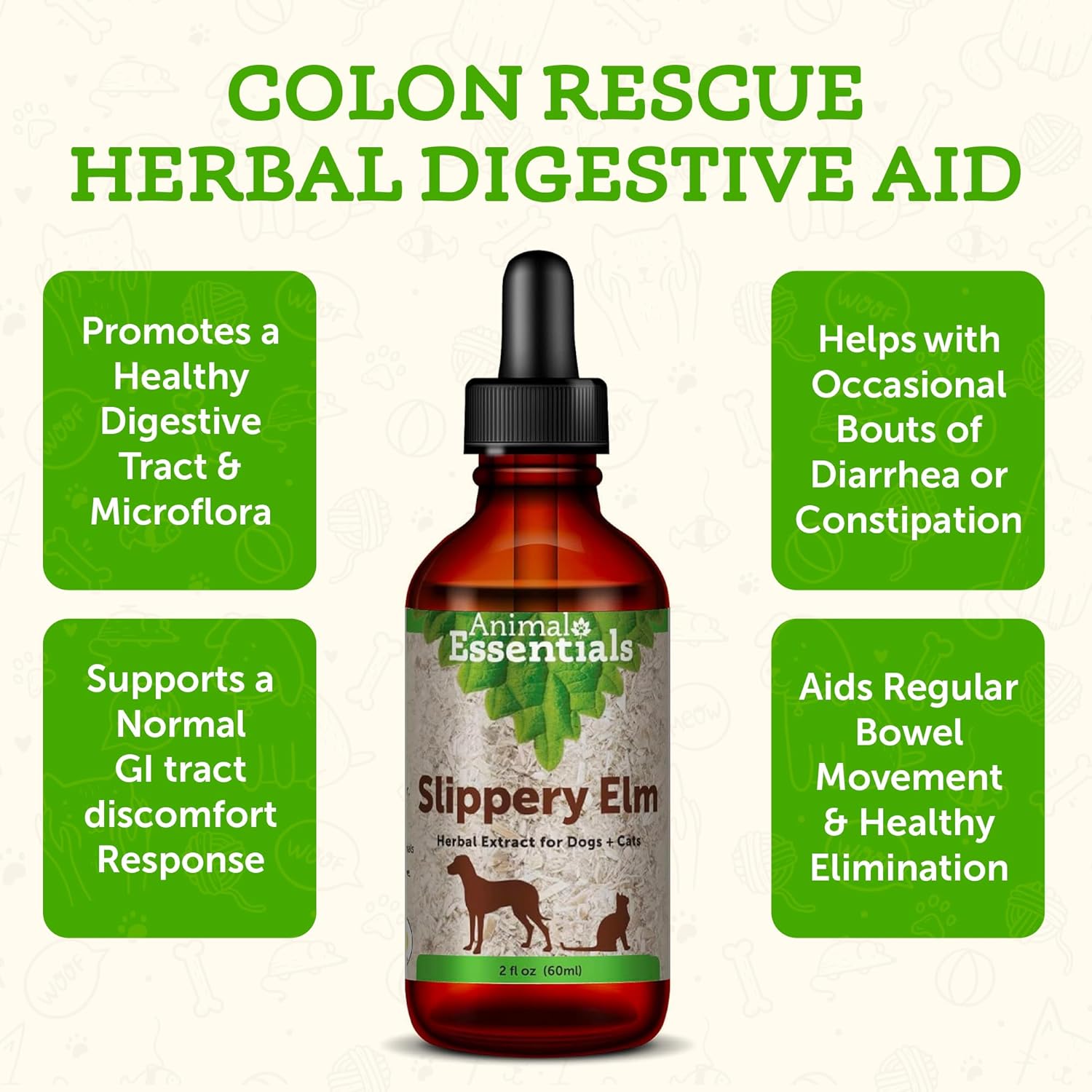 Certified Organic Slippery Elm Herbal Extract for Dogs and Cats - Promotes Healthy Digestion and Respiratory Health - 2 Fl Oz Liquid Formula