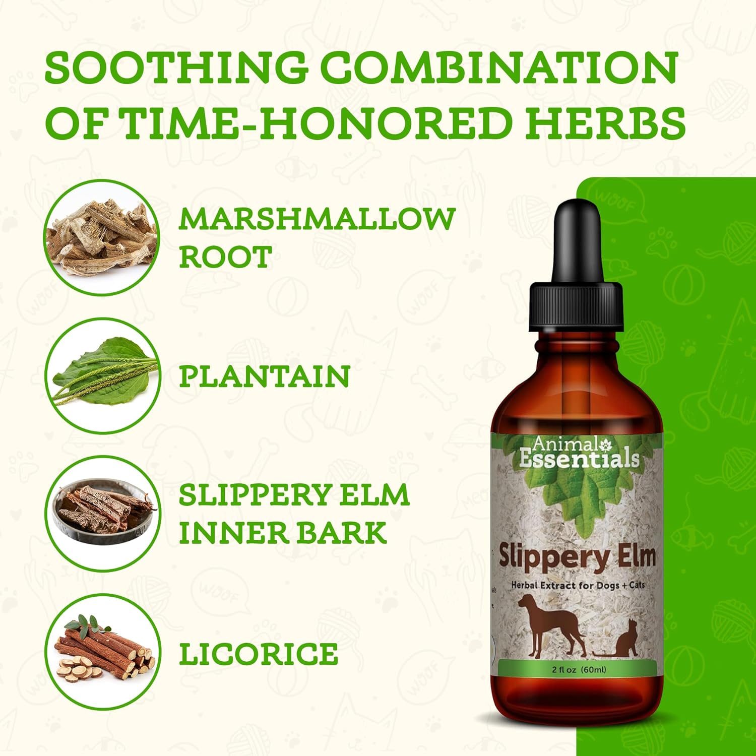 Certified Organic Slippery Elm Herbal Extract for Dogs and Cats - Promotes Healthy Digestion and Respiratory Health - 2 Fl Oz Liquid Formula