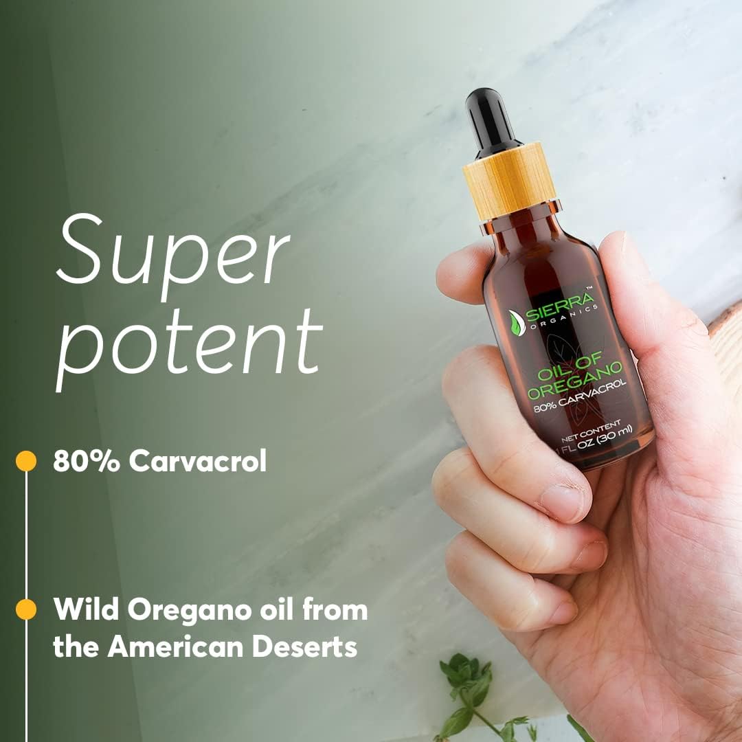 Certified Organic Super Strength Oil of Oregano with 80% Carvacrol for Immune System Support - 30ml - Non-GMO - Sierra Organics - BoostGo Australia
