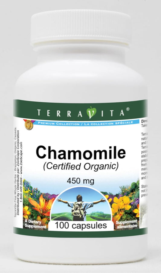 Certified Organic Terravita Chamomile Capsules - 450mg (100 Count, ZIN: 517605)