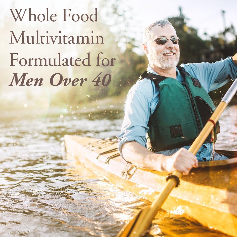 Certified Organic Vegan Men's Multivitamin 40+ for Health and Well-Being, 60 Tablets, Whole Food Vitamins and Minerals for Men Over 40