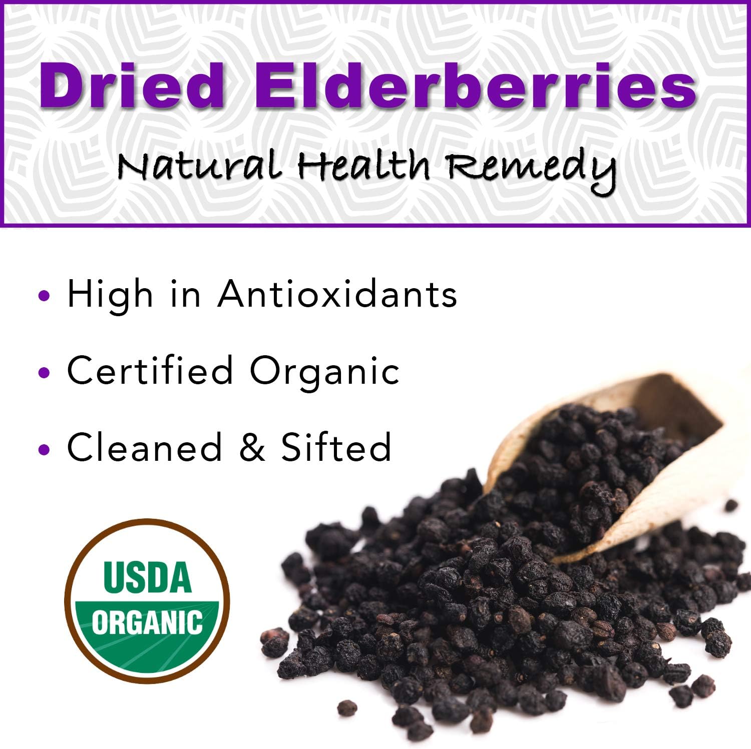 Certified Organic Whole European Elderberries - Responsibly Wild Crafted - Ideal for Tea, Syrups, and More - 1 Pound - BoostGo Australia