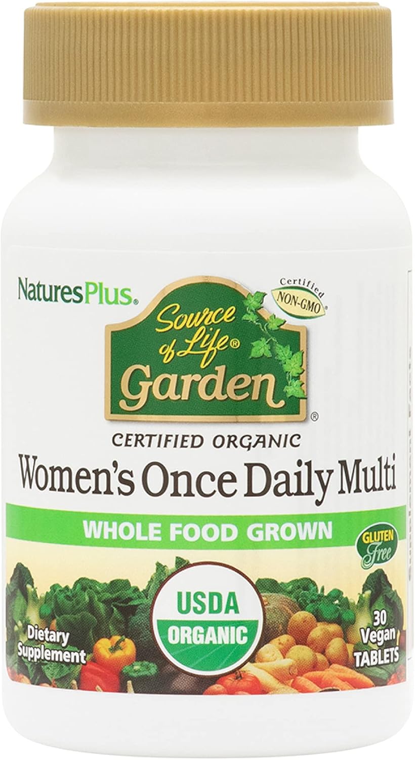 Certified Organic Women's Once Daily Multivitamin - Vegan Tablets with Whole Food Ingredients for Energy Boost - Vegetarian, Gluten-Free - 30 Servings