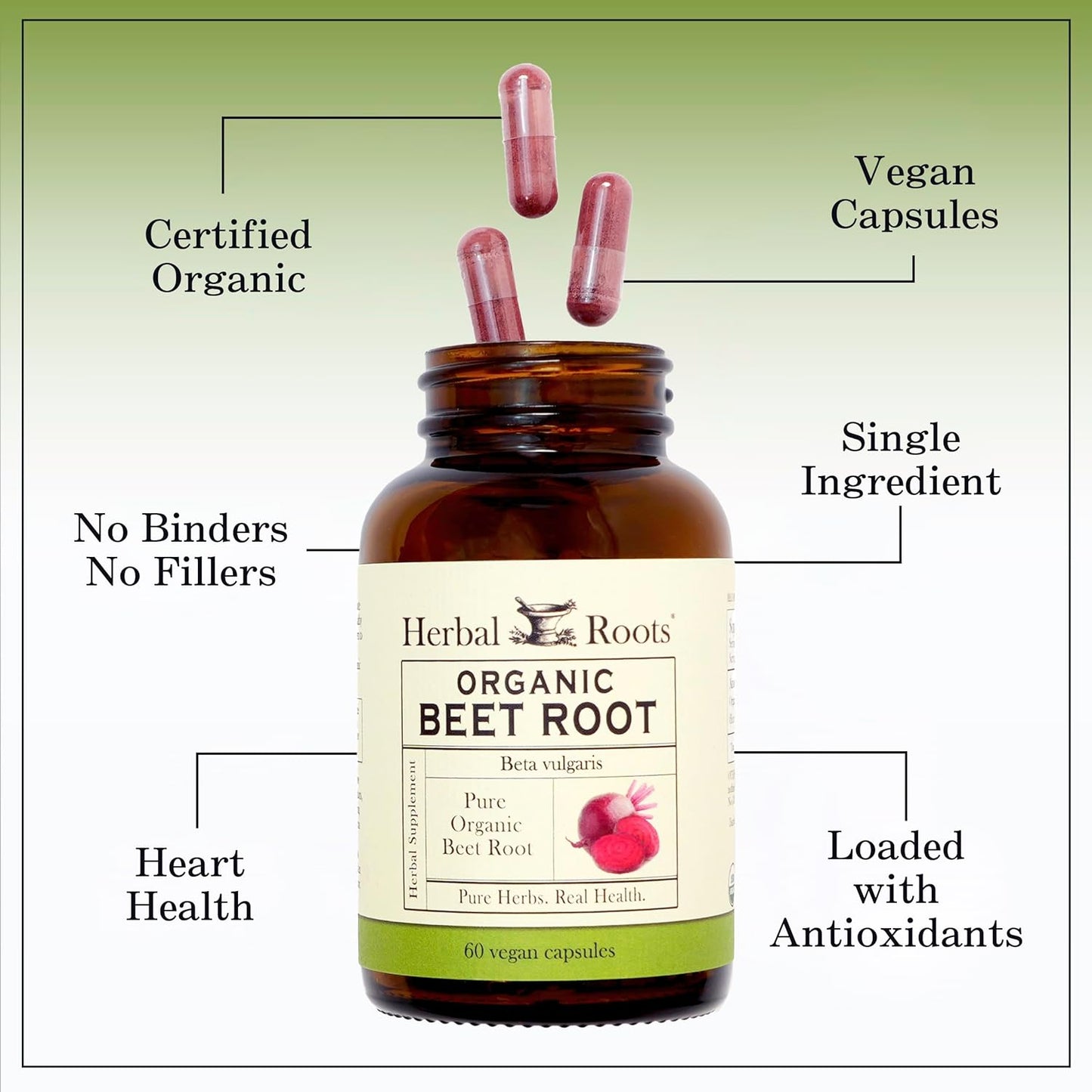 Certified USDA Organic Beet Root Powder Capsules - 1,500mg per Serving - Non-GMO - 60 Count Vegan Capsules - BoostGo Australia