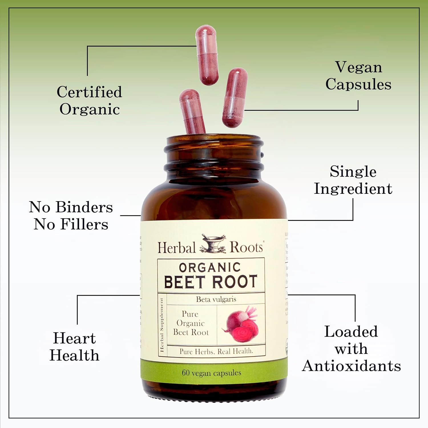 Certified USDA Organic Beet Root Powder Capsules - 1,500mg per Serving - Non-GMO - 60 Count Vegan Capsules - BoostGo Australia
