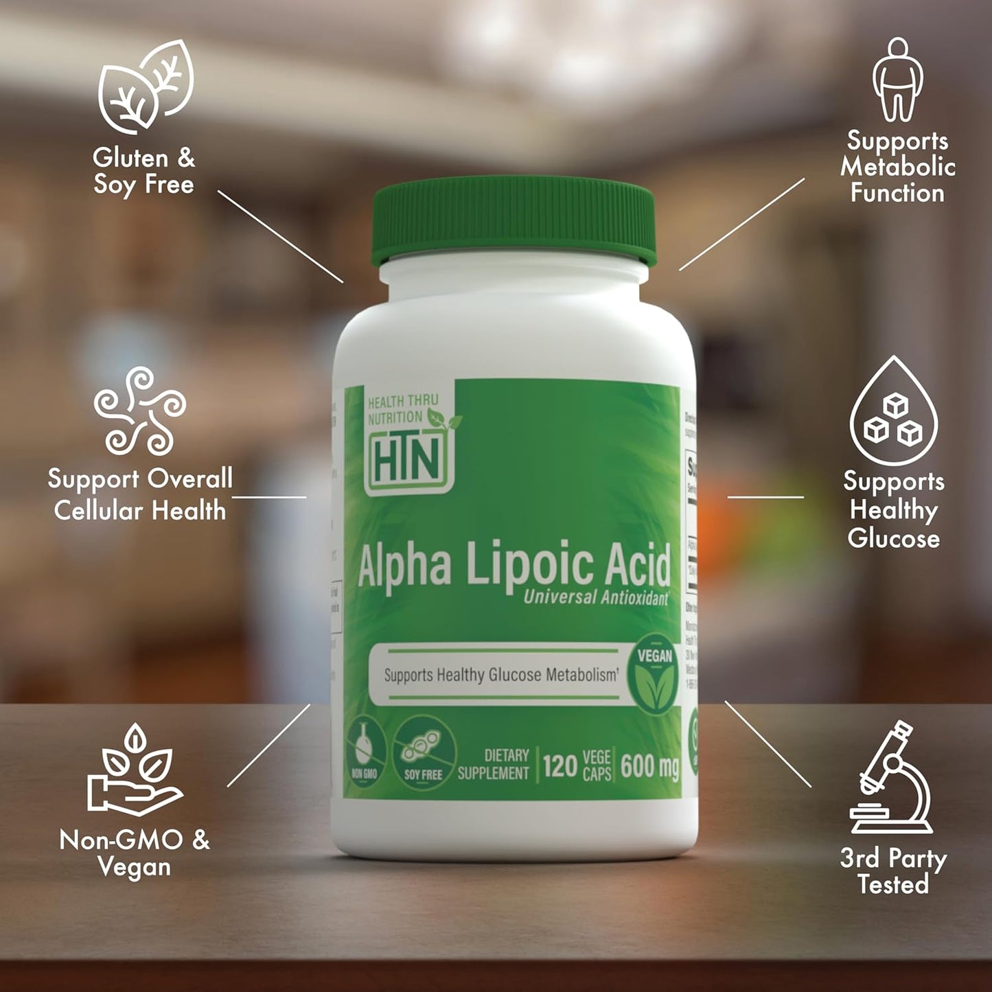 Certified Vegan Alpha Lipoic Acid 600mg Capsules | Universal Antioxidant | Non-GMO, Hypoallergenic, Gluten & Soy Free | 120 Servings