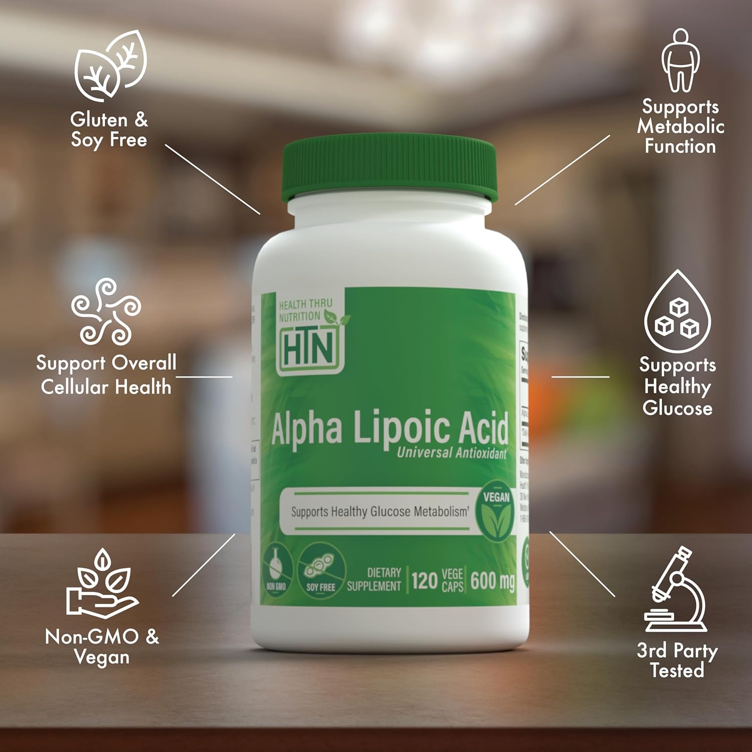 Certified Vegan Alpha Lipoic Acid 600mg Capsules | Universal Antioxidant | Non-GMO, Hypoallergenic, Gluten & Soy Free | 120 Servings