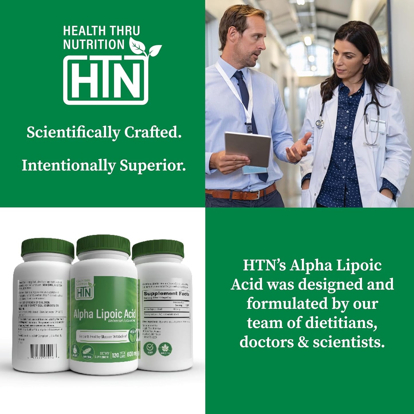Certified Vegan Alpha Lipoic Acid 600mg Capsules | Universal Antioxidant | Non-GMO, Hypoallergenic, Gluten & Soy Free | 120 Servings