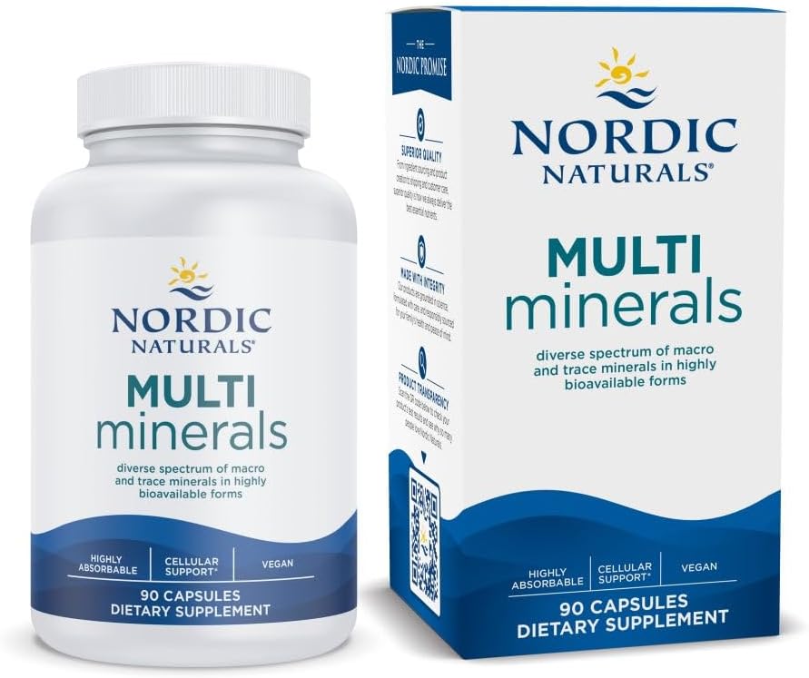 Certified Vegan Nordic Naturals Multi Minerals Capsules, 90 Count, Non-GMO, 11 Essential Minerals for Optimal Health & Wellness