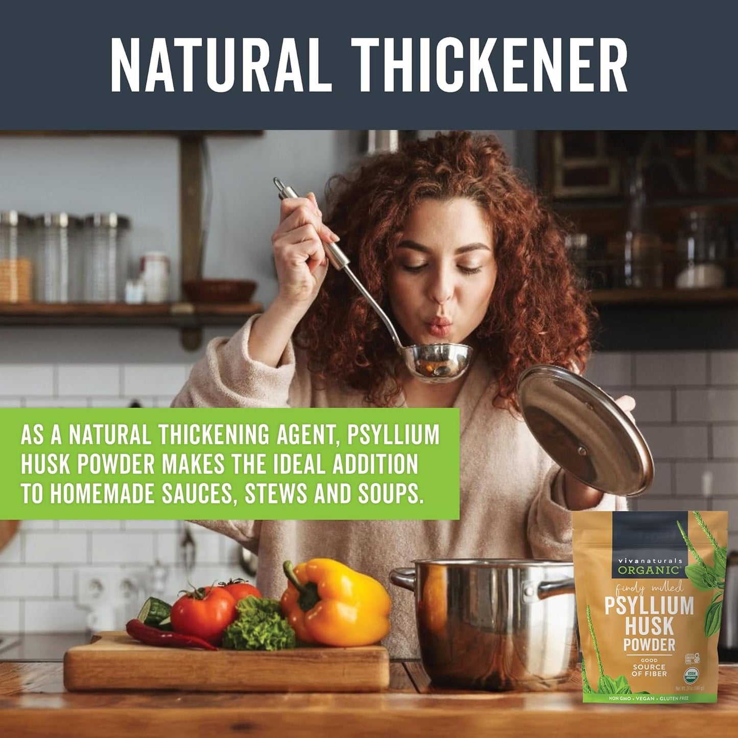 Certified Vegan Organic Psyllium Husk Powder - 24 oz Superfood for Gluten-Free Baking & Smoothies - Keto and Paleo Friendly