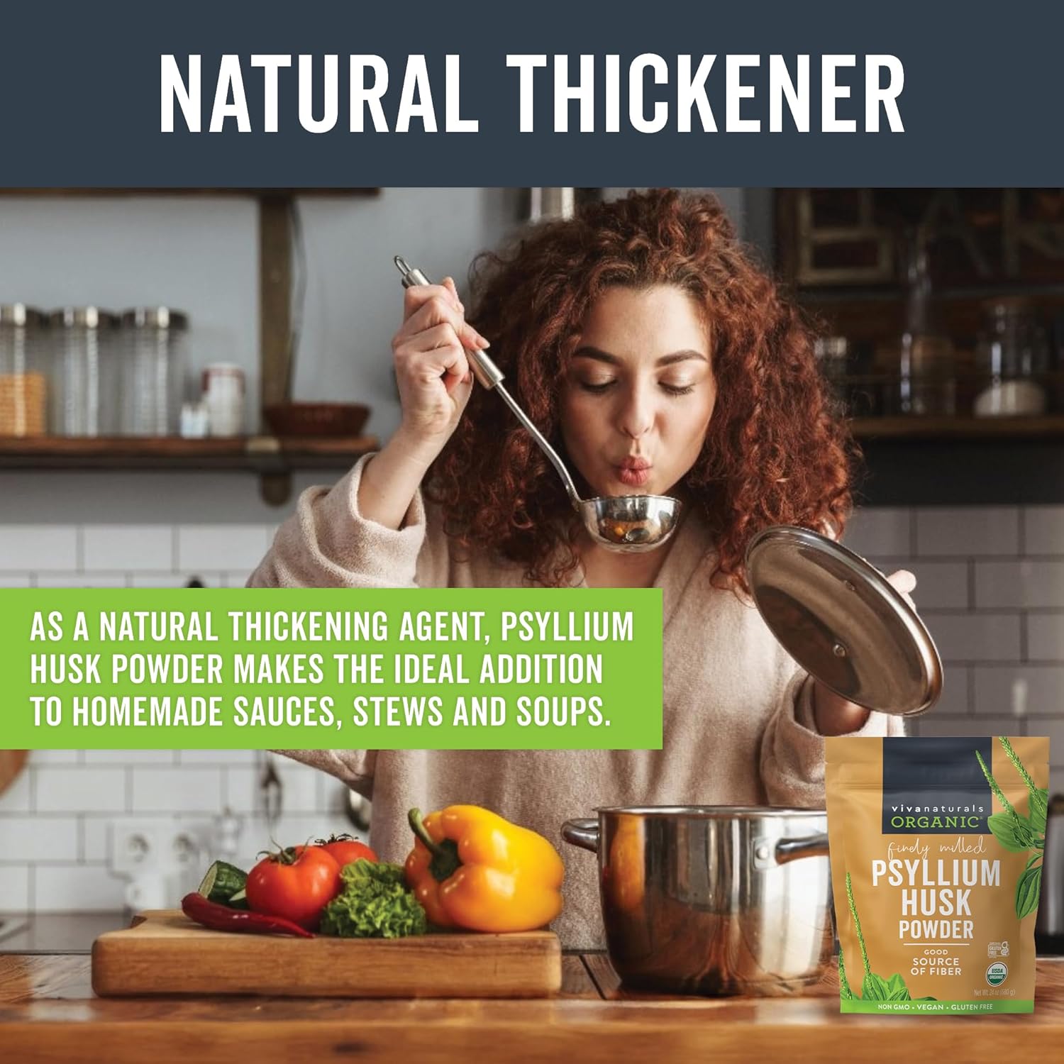 Certified Vegan Organic Psyllium Husk Powder - 24 oz Superfood for Gluten-Free Baking & Smoothies - Keto and Paleo Friendly