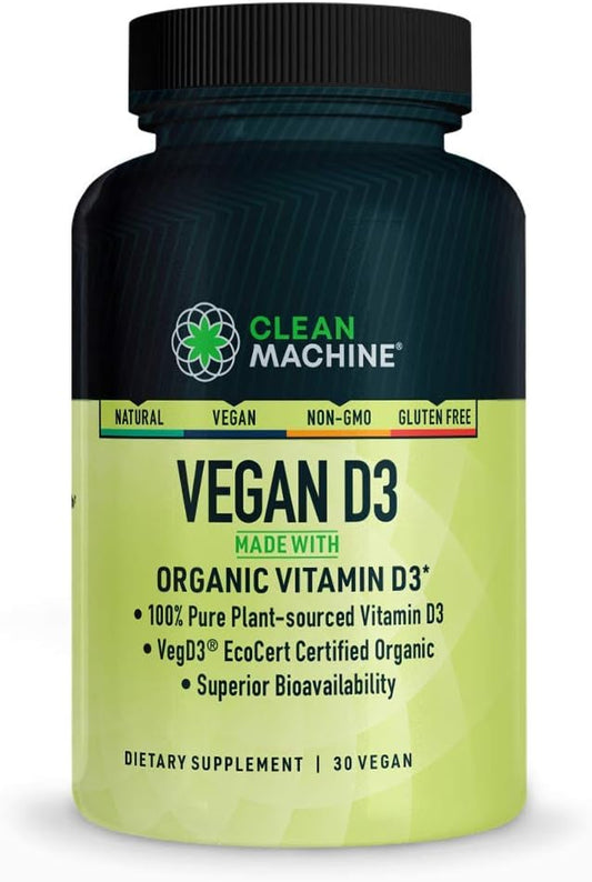 Certified Vegan Plant Based Vitamin D3 Supplement - 4000 IU per Pill - Organic - 30 Capsules