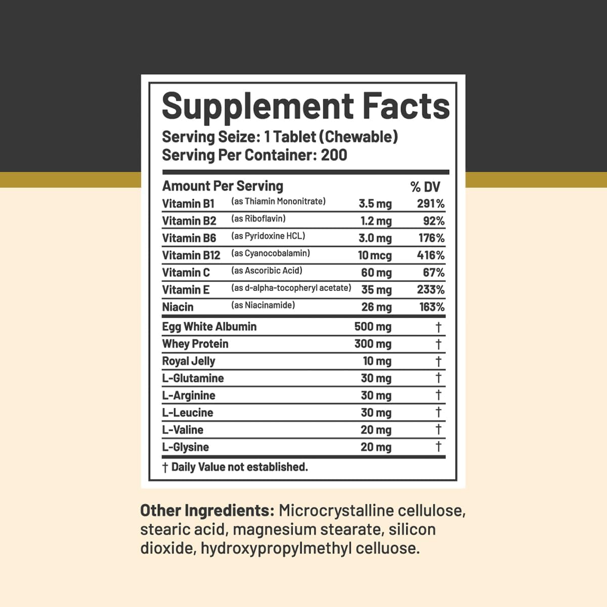 CGM Labs Once A Day Albumin Complex - 200 Chewable Tablets with Whey Protein, Royal Jelly, Essential Amino Acids