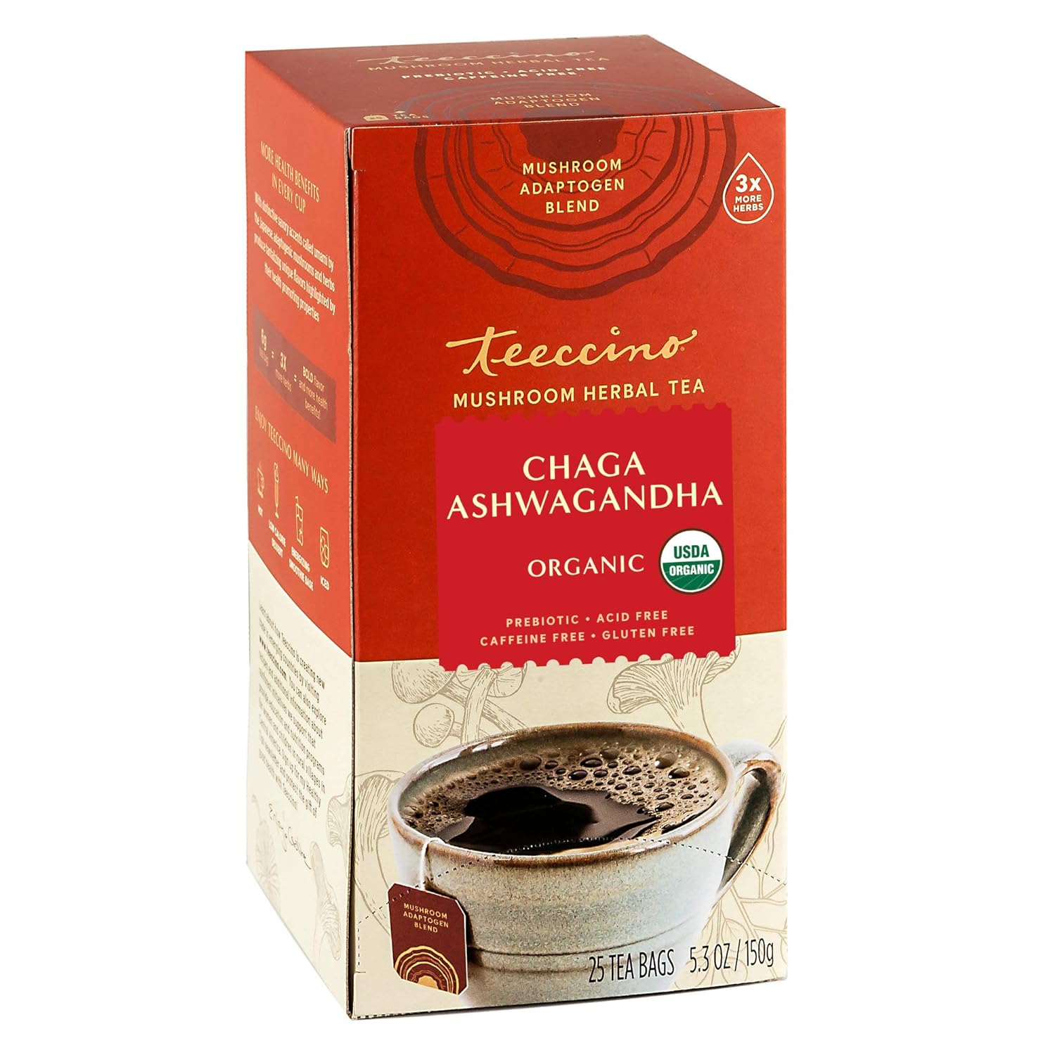 Chaga Ashwagandha Tea & Coffee Alternative Bundle - Butterscotch Cream Flavor, Caffeine-Free, Acid-Free, Adaptogenic Herbal Mushroom Drink