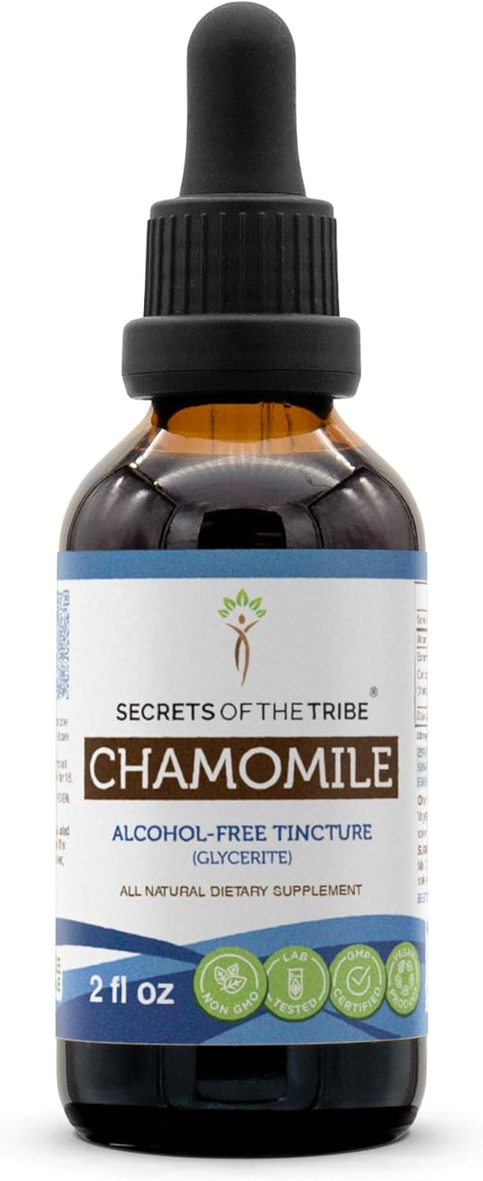 Chamomile Alcohol-Free Liquid Extract - Matricaria Recutita Dried Flower Tincture Supplement (2 FL OZ) by Secrets of the Tribe