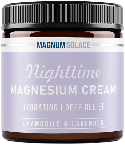Chamomile Lavender Magnesium Lotion for Nighttime Relief - Topical Chloride Cream for Legs, Arms, Chest - USA Made & Kid-Safe