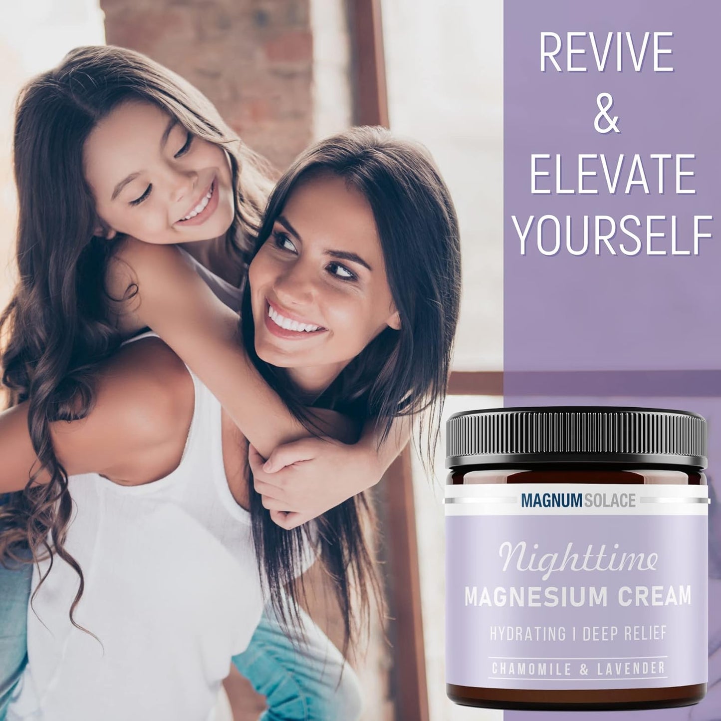 Chamomile Lavender Magnesium Lotion for Nighttime Relief - Topical Chloride Cream for Legs, Arms, Chest - USA Made & Kid-Safe
