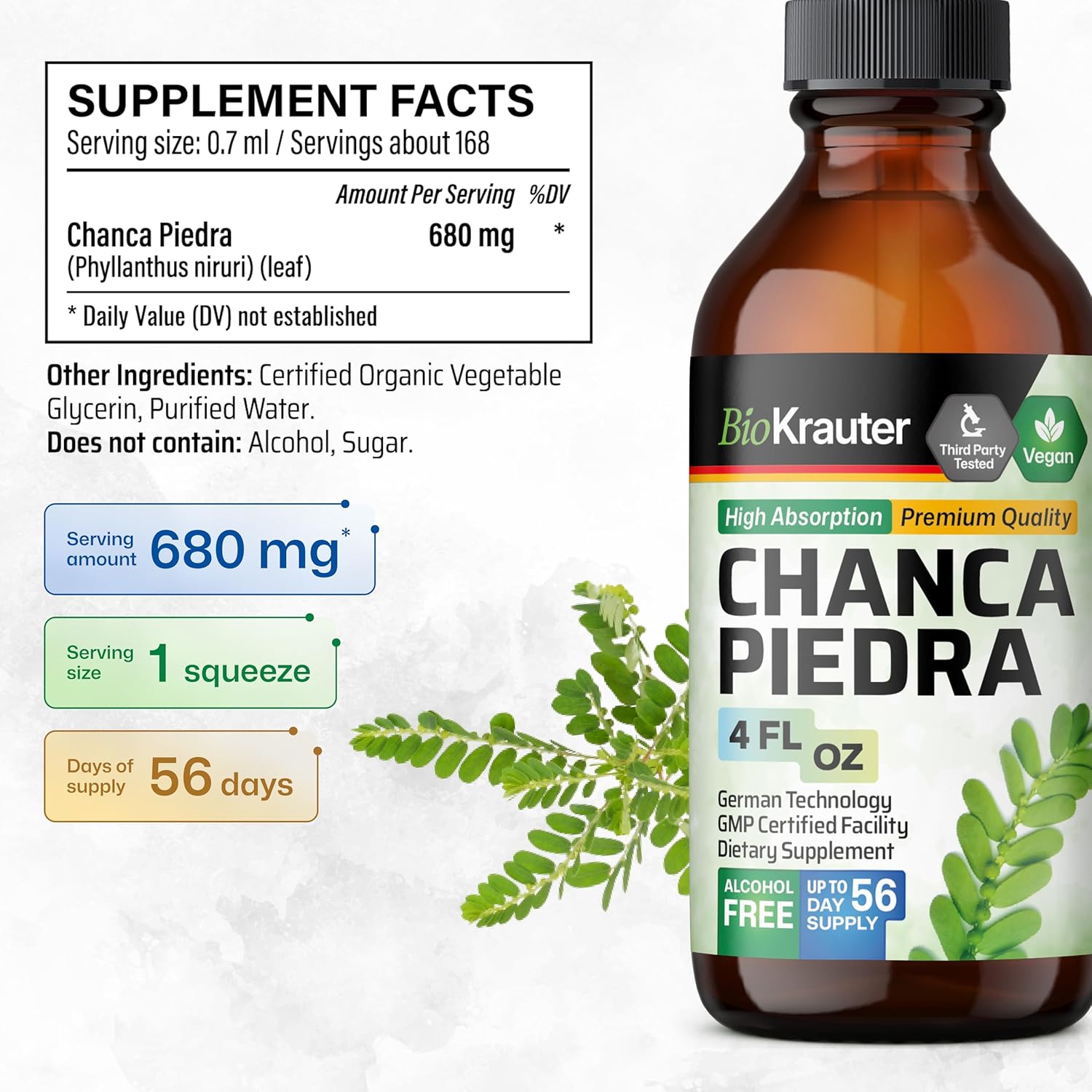 Chanca Piedra and Mullein Tincture Set - 4 Fl. Oz. Each - Herbal Remedy for Wellness