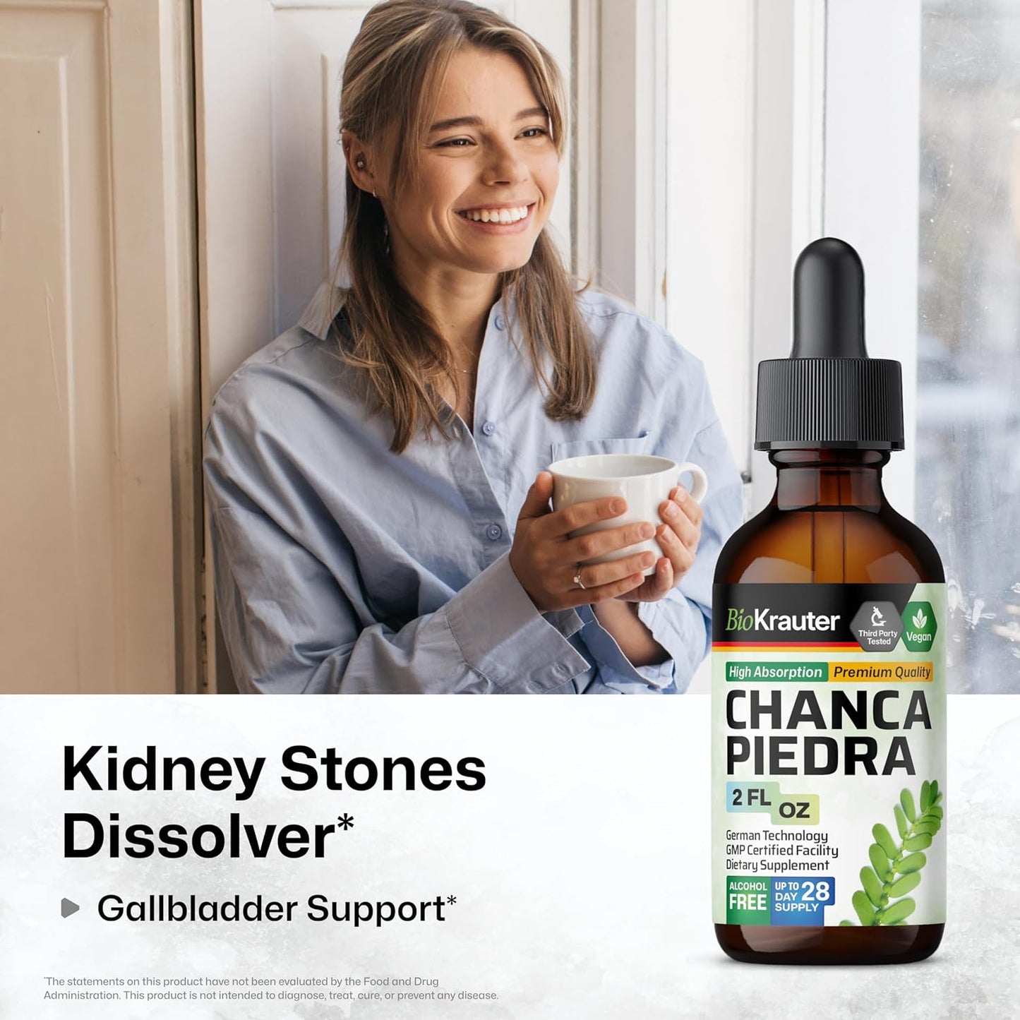 Chanca Piedra Herbal Tincture for Kidney Health - Stone Breaker & Gallbladder Cleanse Liquid - Vegan, Alcohol & Sugar Free - 2 Fl Oz