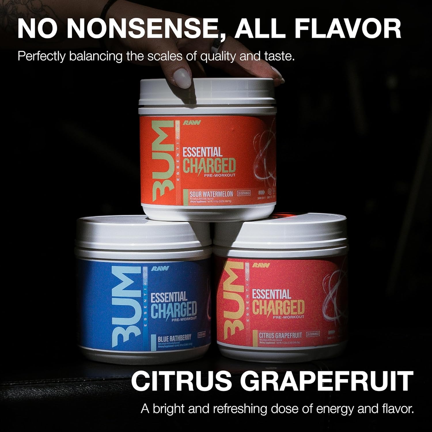 Charged Citrus Grapefruit Pre-Workout Powder - Boosts Focus, Mood, Performance - Caffeine, Alpha-GPC, L-Citrulline, Beta Alanine - 25 Servings - BoostGo Australia