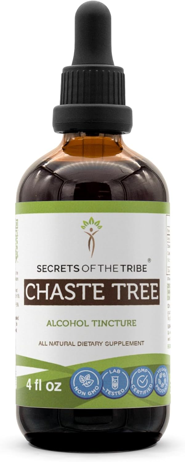 Chaste Tree Tincture - Alcohol Extracted Dried Berry Supplement by Secrets of the Tribe (4 FL OZ)