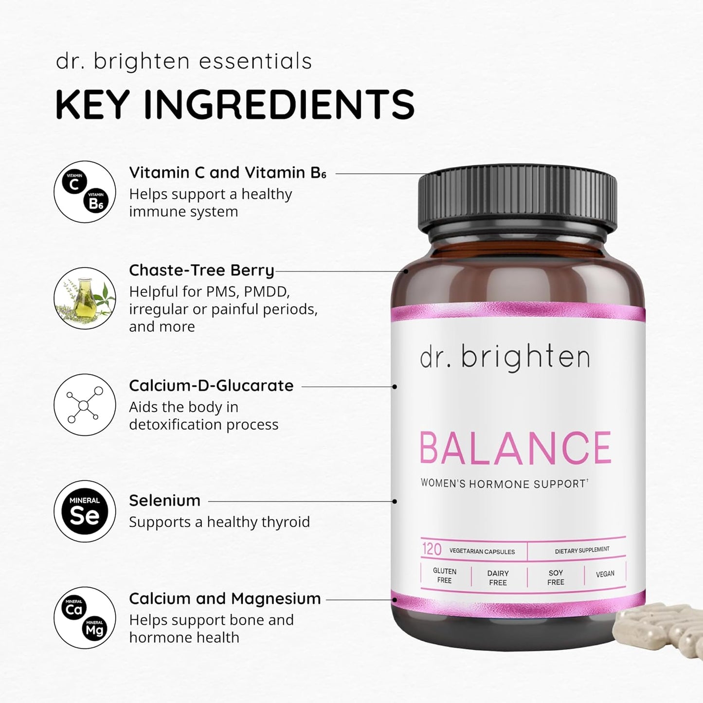 Chasteberry and DIM Hormone Balance Supplement for Women - Targets Hormonal Acne, Period Issues, & PMS - Vegan & Non-GMO Formula by Dr. Brighten Balance
