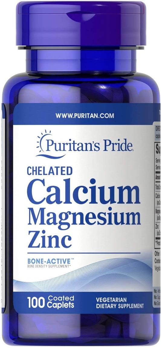Chelated Calcium Magnesium Zinc Caplets - 100 Count by Puritan's Pride