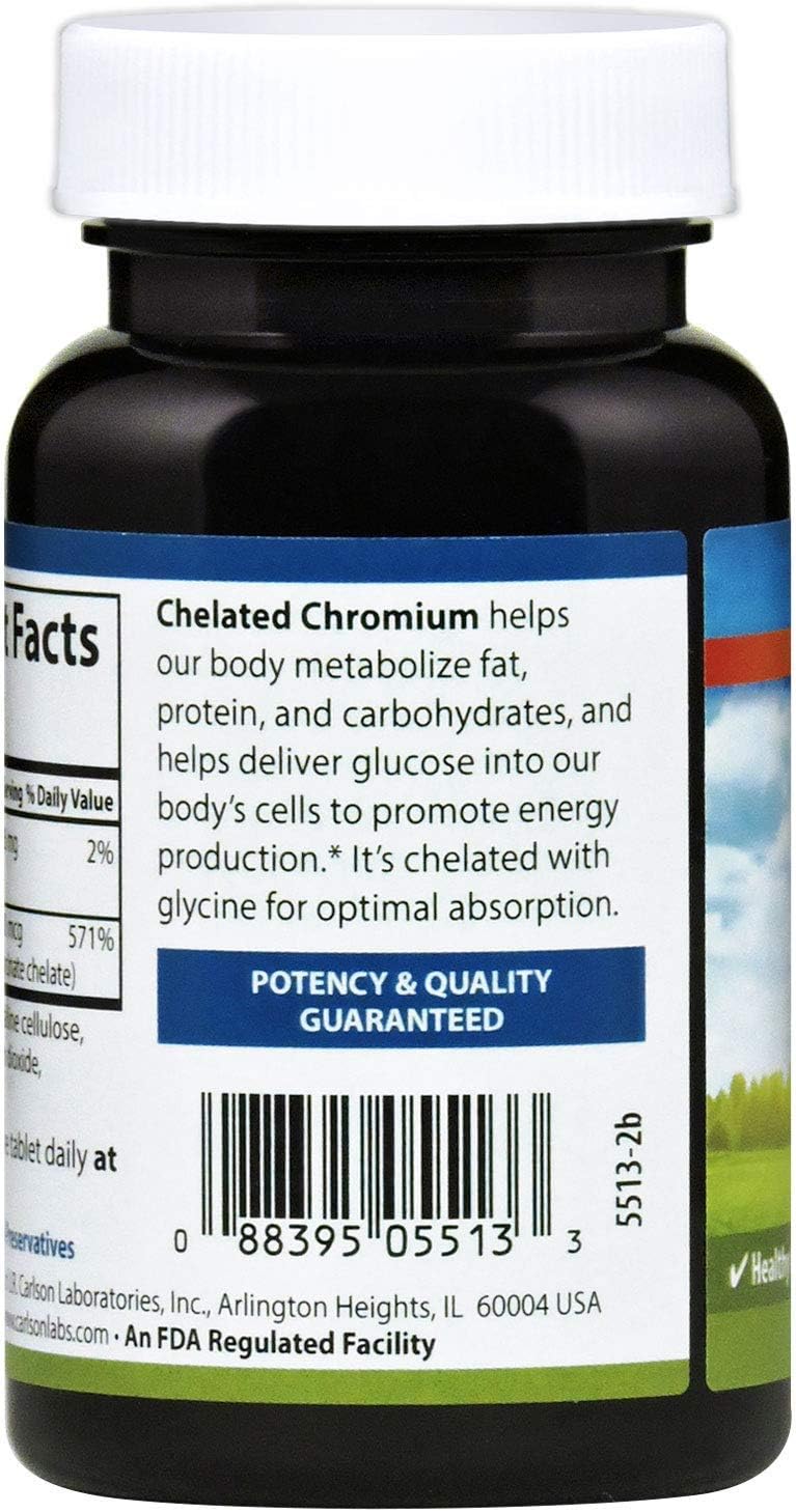 Chelated Chromium 200 mcg Tablets for Energy & Wellness - Superior Absorption Formula - 300 Count