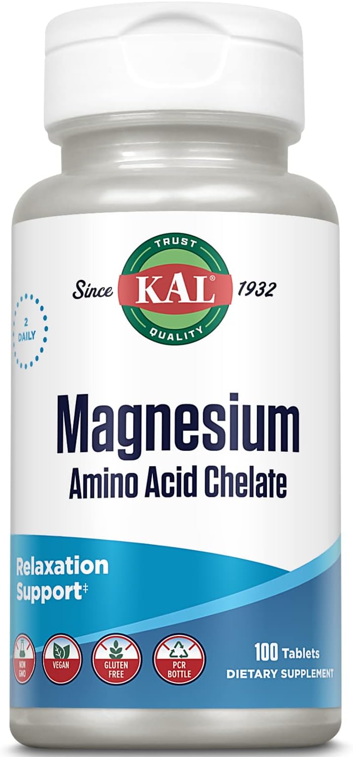 Chelated Magnesium Tablets 220mg, 100 Count Bottle