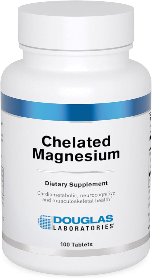 Chelated Magnesium Tablets for Energy Metabolism, Heart, Muscles, Nervous System - 100 Tablets