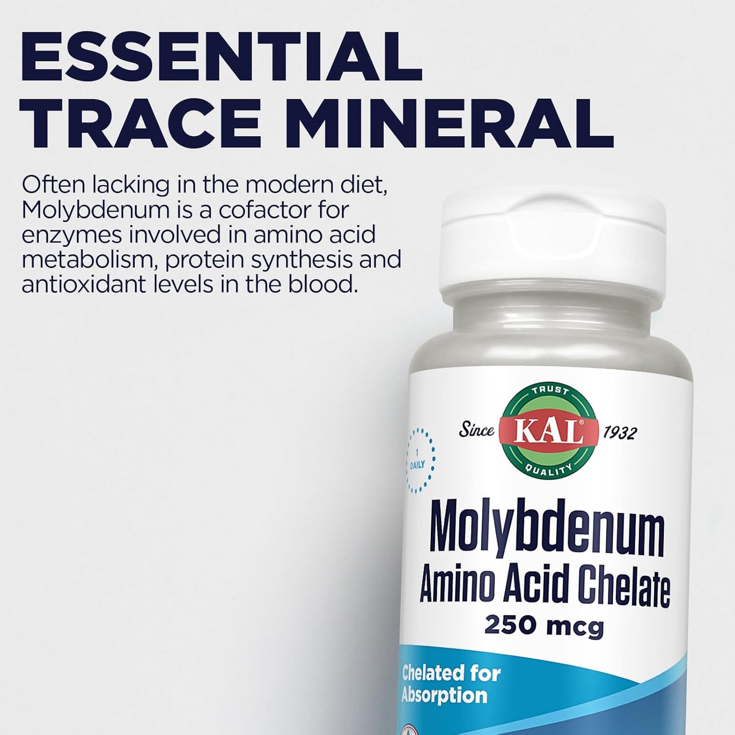 Chelated Molybdenum Tablets 250 Mcg, 100 Count Bottle