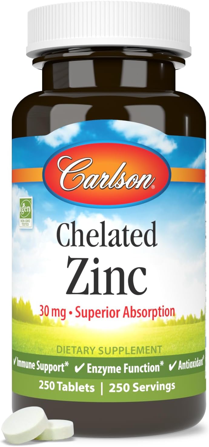Chelated Zinc Supplement 250 Tablets by Carlson - BoostGo Australia