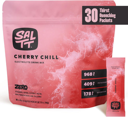Cherry Chill Keto Chow SALTT Electrolytes Powder Drink Mix - 30 Packets, Magnesium, Potassium, Sodium, Trace Minerals, Zero Sugar & Gluten Free