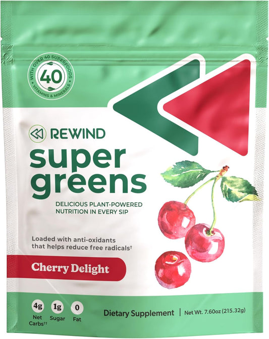 Cherry Delight Super Greens Powder with Over 40 Superfoods and Essential Vitamins
