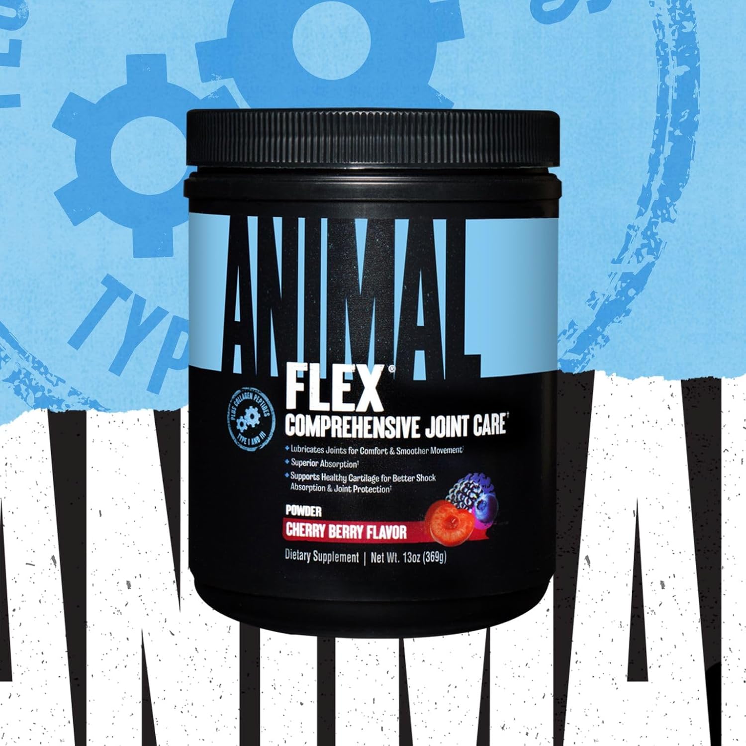 Cherry Flavored Animal Flex Powder for Joint Pain Relief and Muscle Repair - Turmeric, Glucosamine, Chondroitin, MSM, Collagen, Boswellia - 30 Servings
