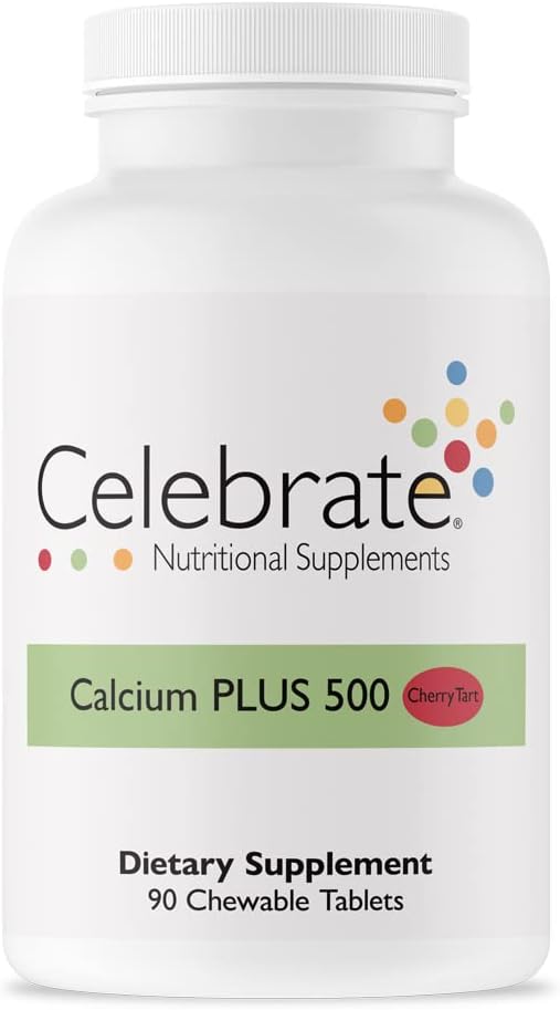 Cherry Flavored Chewable Calcium Plus Supplement for Post Bariatric Surgery - 500mg Calcium Citrate, 333 IU Vitamin D3, 34mg Magnesium - Gluten-Free & Sugar-Free - 90 Tablets